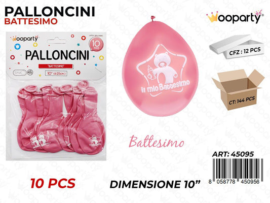 Palloncino Battesimo Rosa 10PCS 10