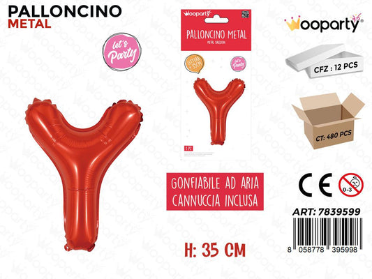 Palloncino Rosso Metal 35CM L. Y