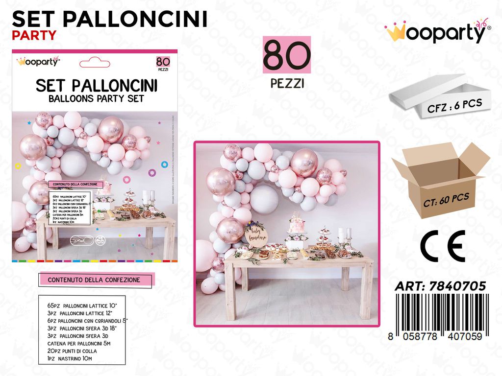 Set Palloncini per Comp. 80 Pcs Ass.
