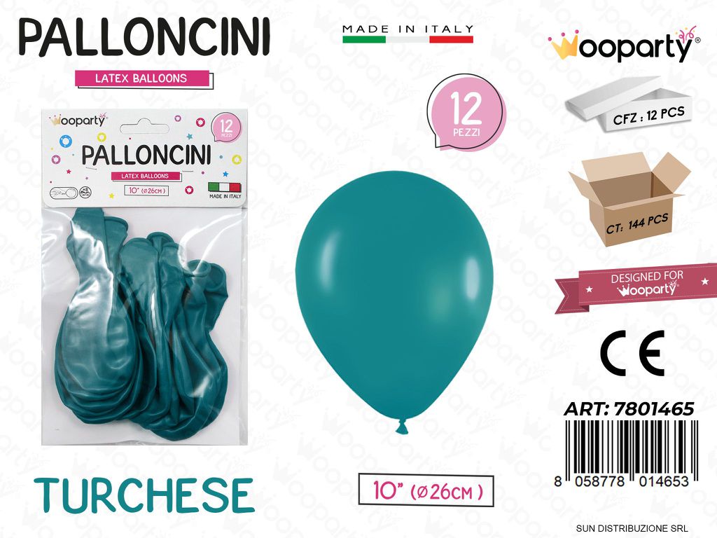 Palloncini Turchese 10 D.26CM 12PCS