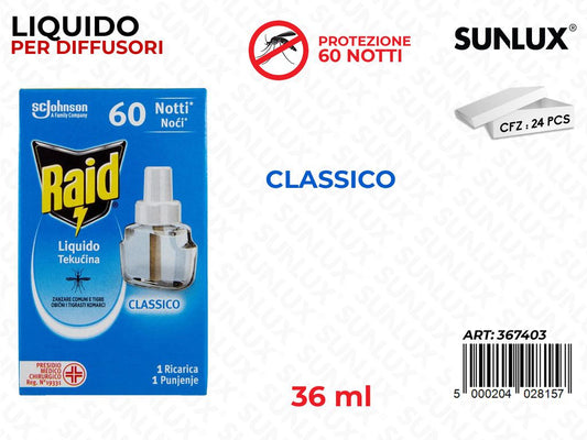 Raid Liquido Ricarica Inodore 60GG 36ML