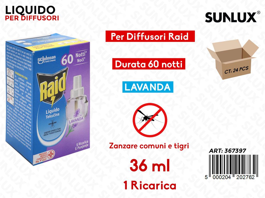 Raid Liquido Ricarica Lavanda 60GG 36ML