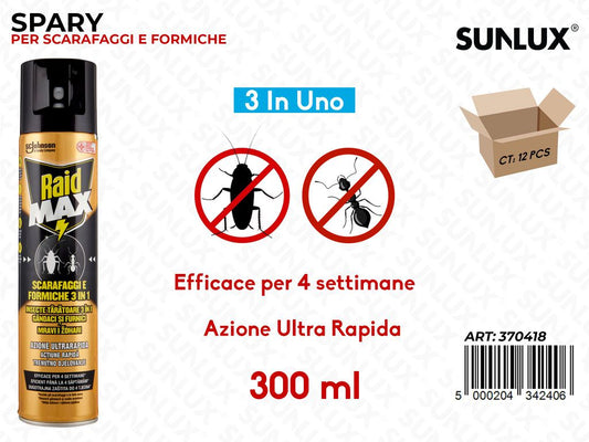 Raid Insetticida Max Scaraf.- Formiche 300ML