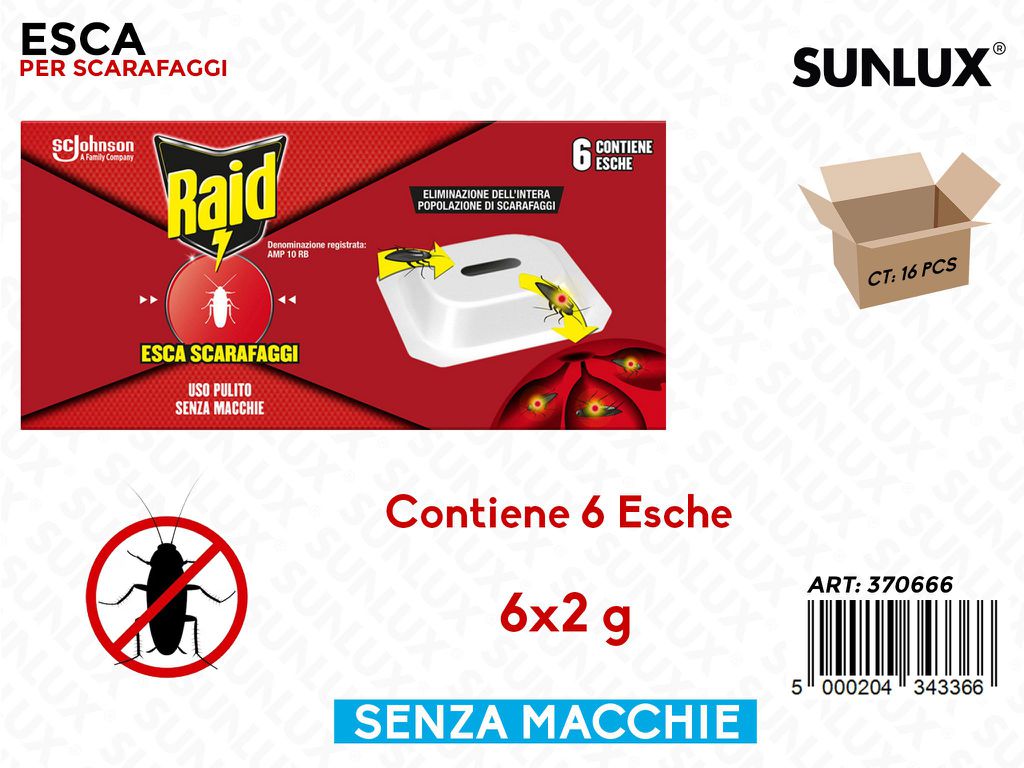 Raid Esca per Scarafaggi 6PCS X 2GR