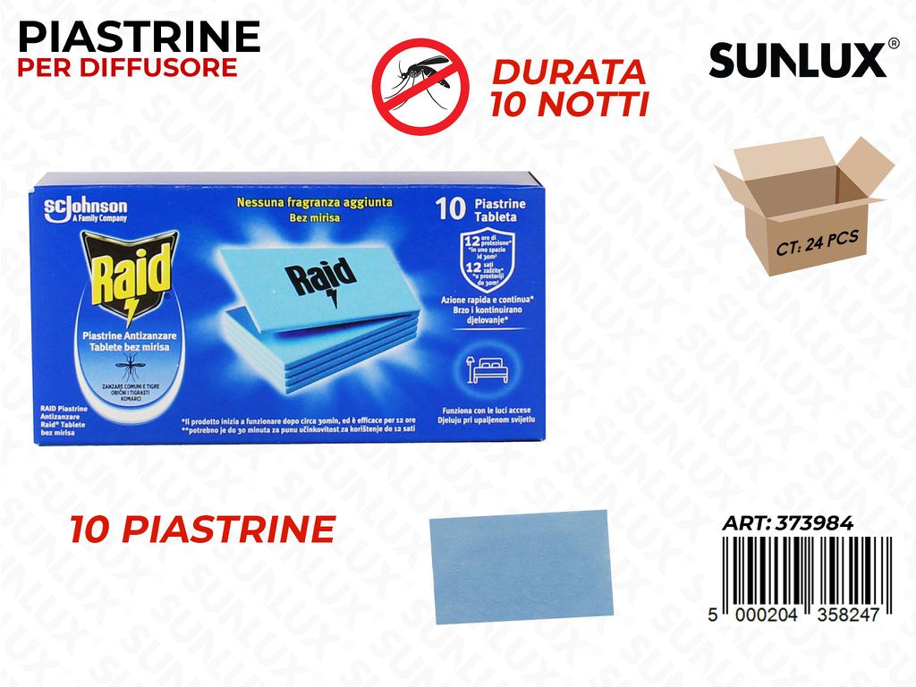 Raid Piastrine Antizanzare Diffusore 10PCS