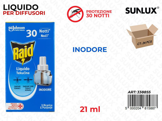 Raid Liquido Ricarica Inodore 30GG 21ML