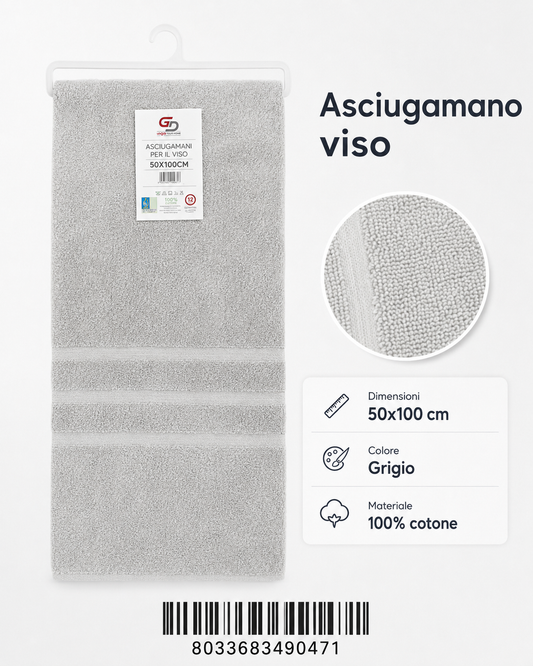 Face Towels Grigio Chiaro 50X100 16/S Ring 380