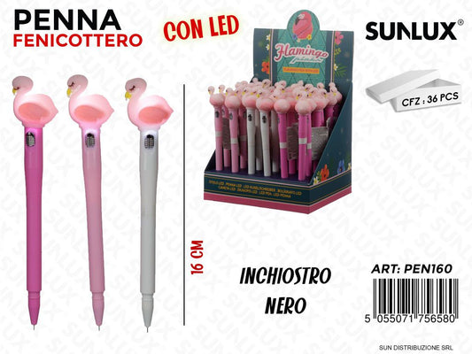 ESP. PENNA NERA FENICOTTERO C/LED 3COL. 16CM /PZ DA 36**