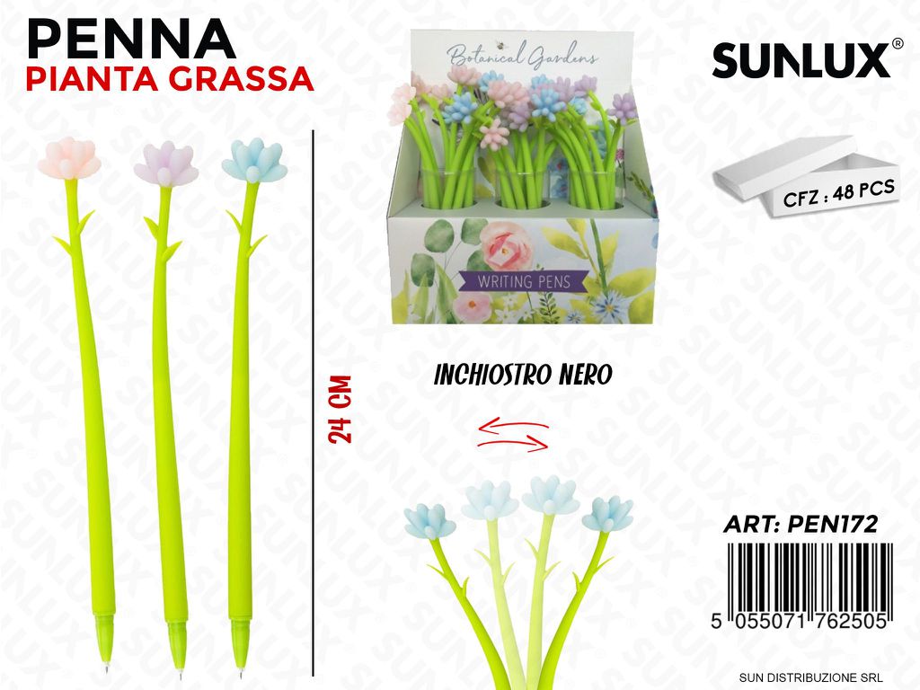 ESP. PENNA NERA PIANTA GRASSA ASS. FLESS. 24CM /PZ DA 48**