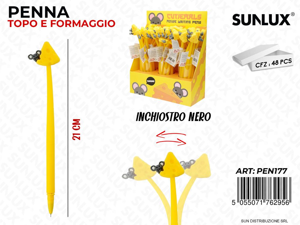 ESP. PENNA NERA TOPO E FORMAGGIO FLESS. 21CM /PZ DA 48**