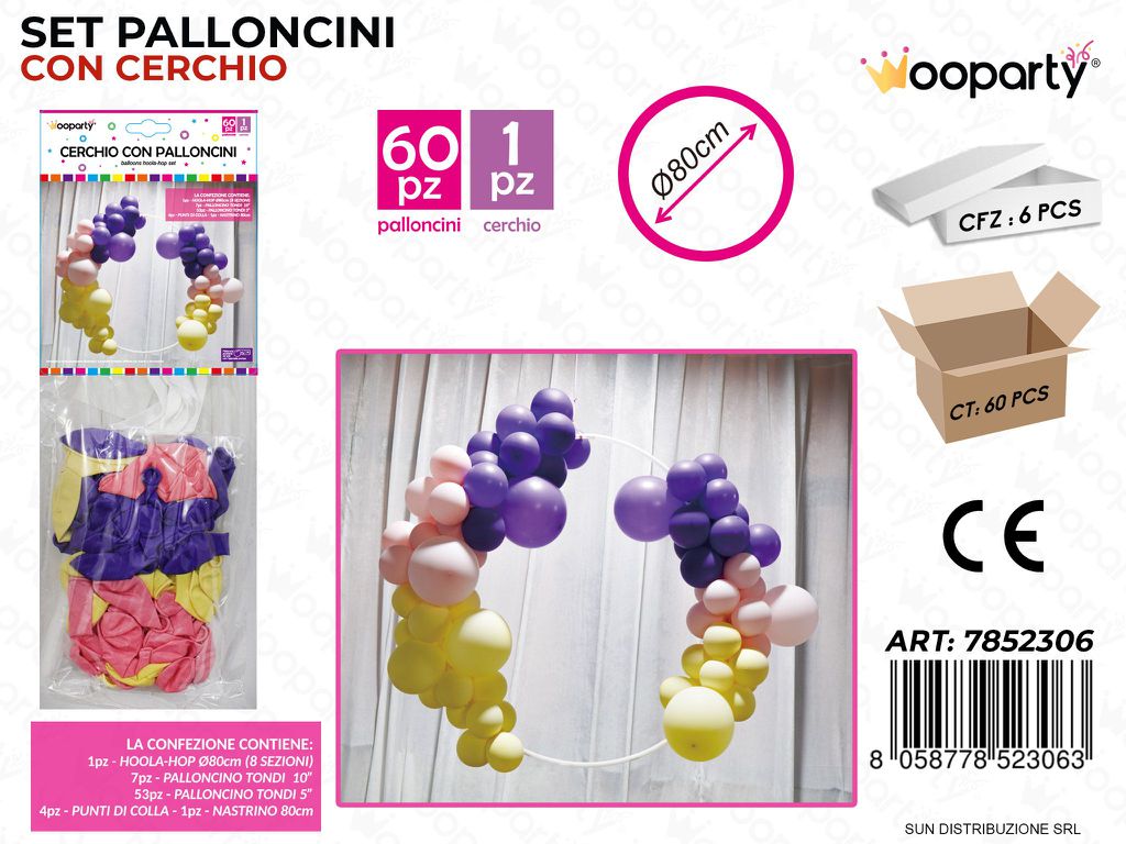 Cerchio con 60 Palloncini Ass. D.80CM