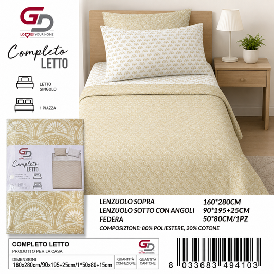Set Di Lenzuola Singolo 160X280+90X200+50X80 Mz 157-Ltm