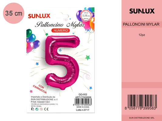 Palloncino Mylar Fucsia Numerali 5