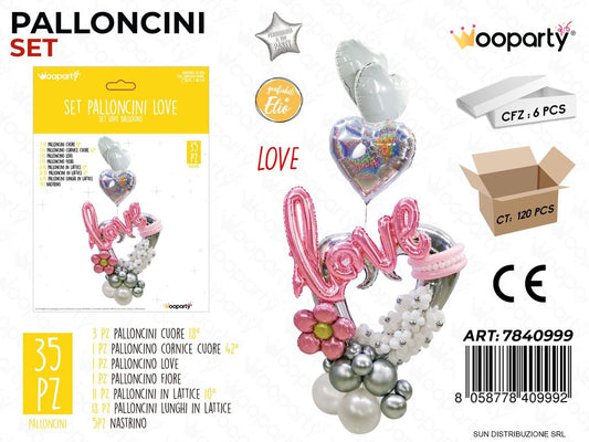 Set Palloncini Love Rosa 35PCS Ass.