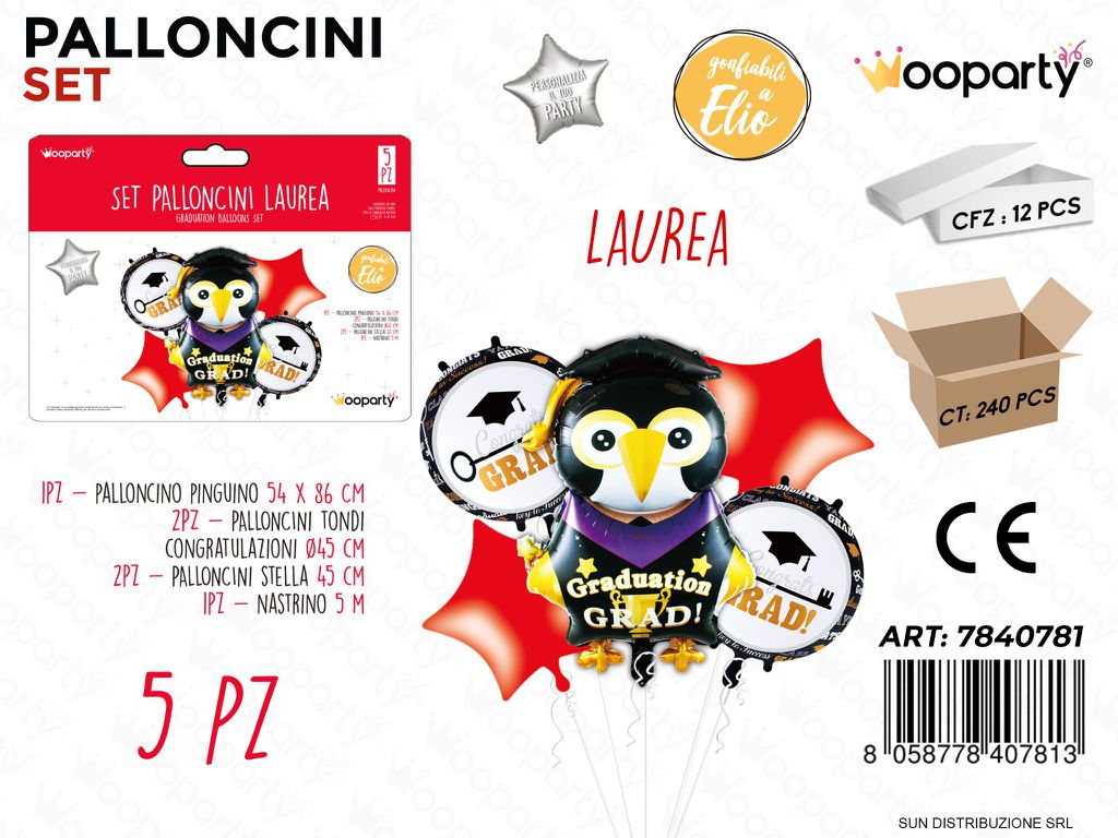 Set Palloncini Laurea 5PCS Ass.