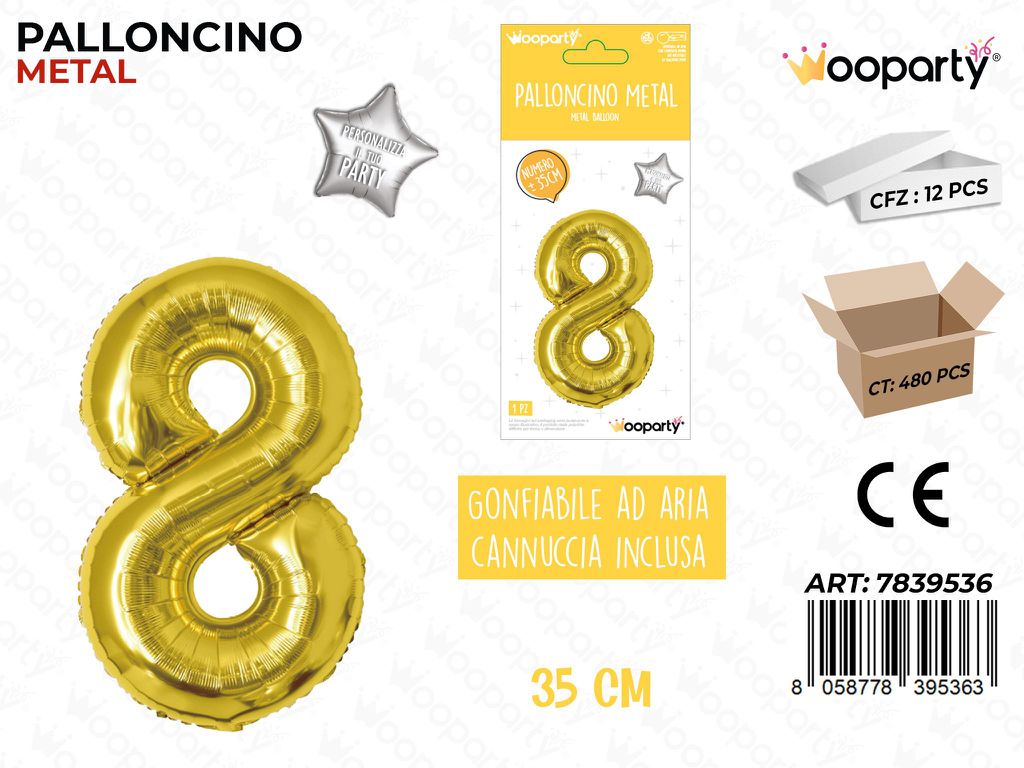 Palloncino Oro Metal 35CM N.8
