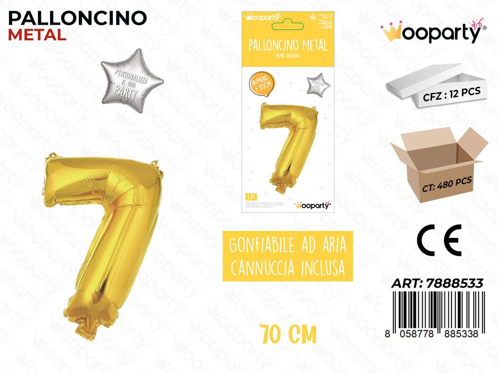 Palloncino Metal Oro Num. 7 70CM