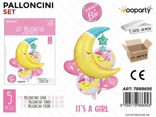 Set Palloncini Its a Girl 5PCS Ass.