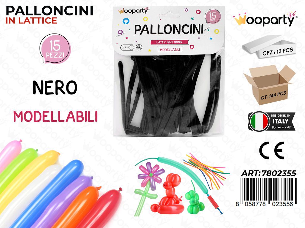Palloncini Modellabili Nero 15PCS