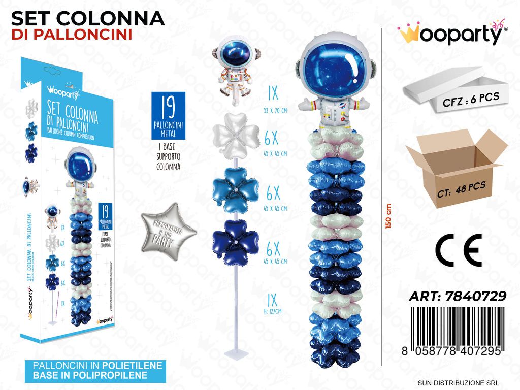 Set Colonna di Palloncini Astronauta 19PCS Ass.