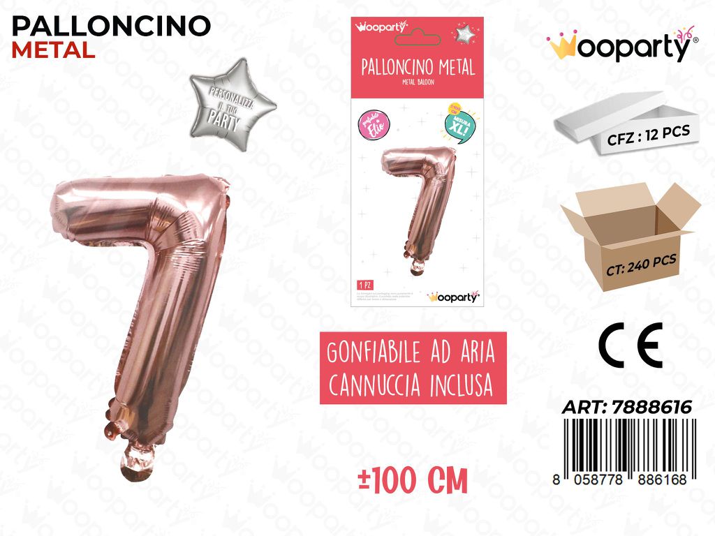 Palloncino Mylar 100CM-ORO Metal. NUM.7