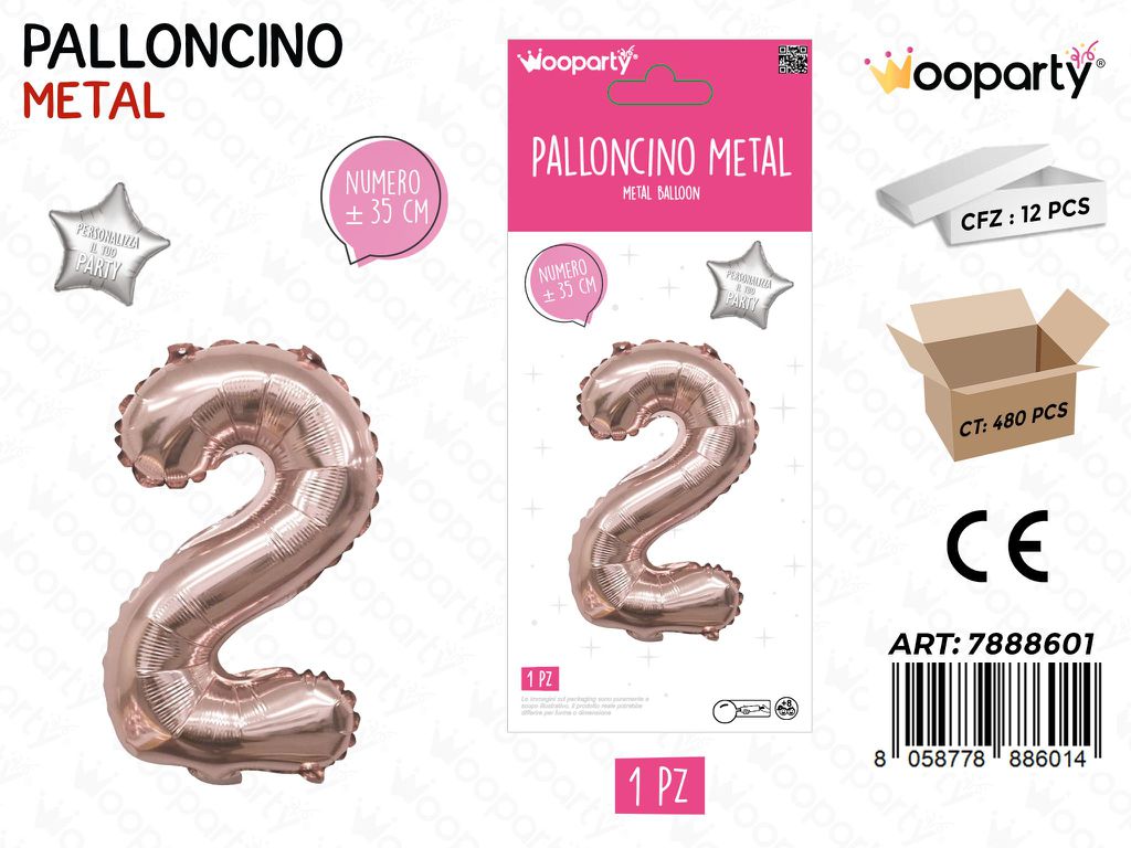 Palloncino Metal Oro Rosa 35CM N. 2