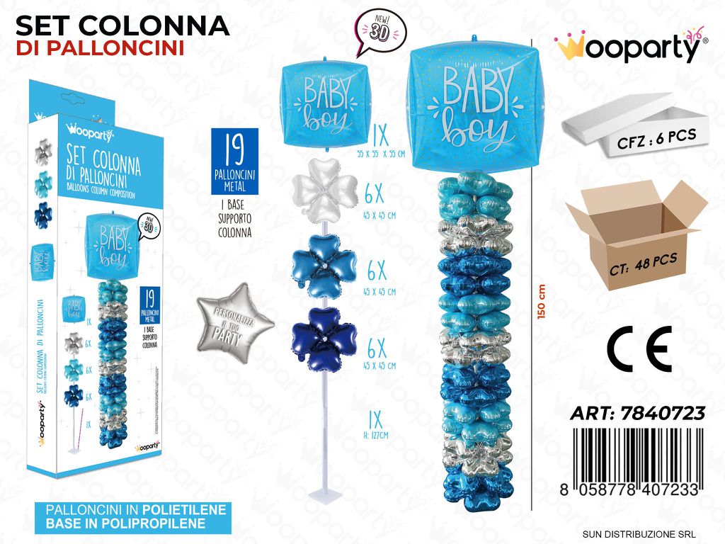 Set Colonna di Palloncini Baby Boy 19PCS Ass.