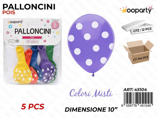 Palloncini Col. Ass. Pois 10 5PCS