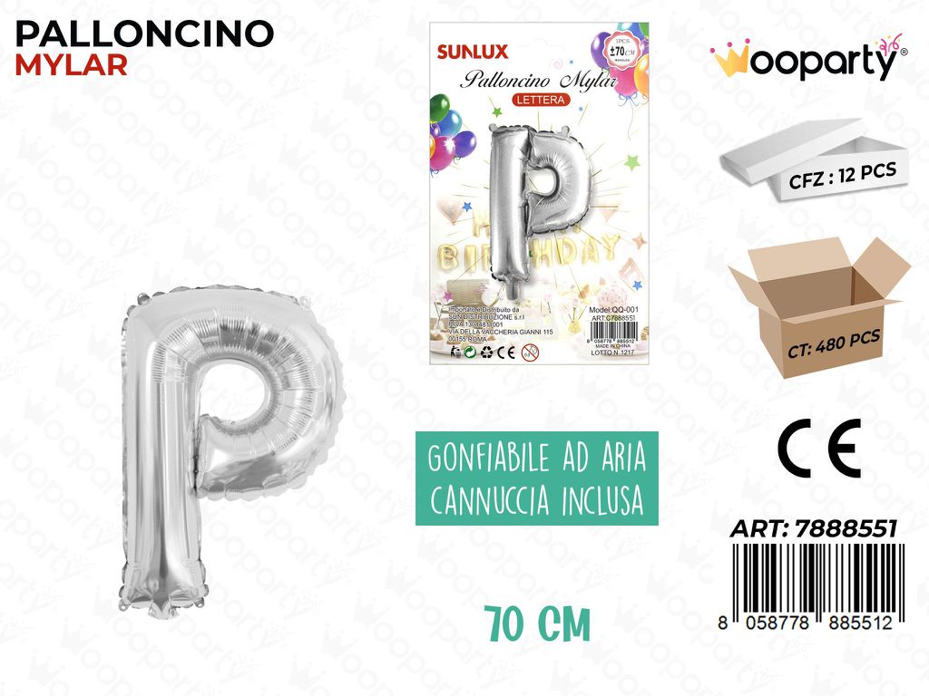 Palloncino Metal Arg. Let. P 70CM