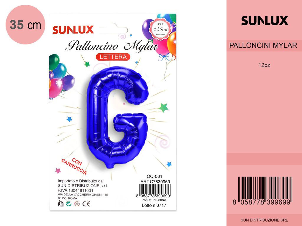 Palloncino Mylar Blu Lettera G