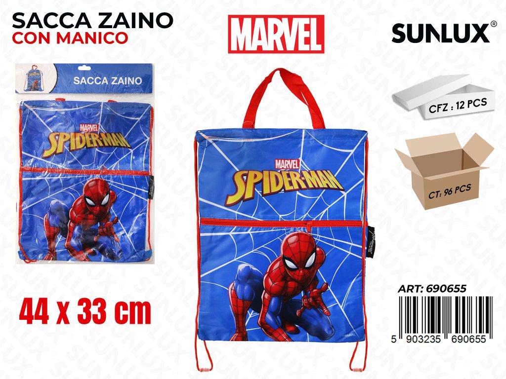 SACCA ZAINO SPIDERMAN C/TASCA 44*33CM