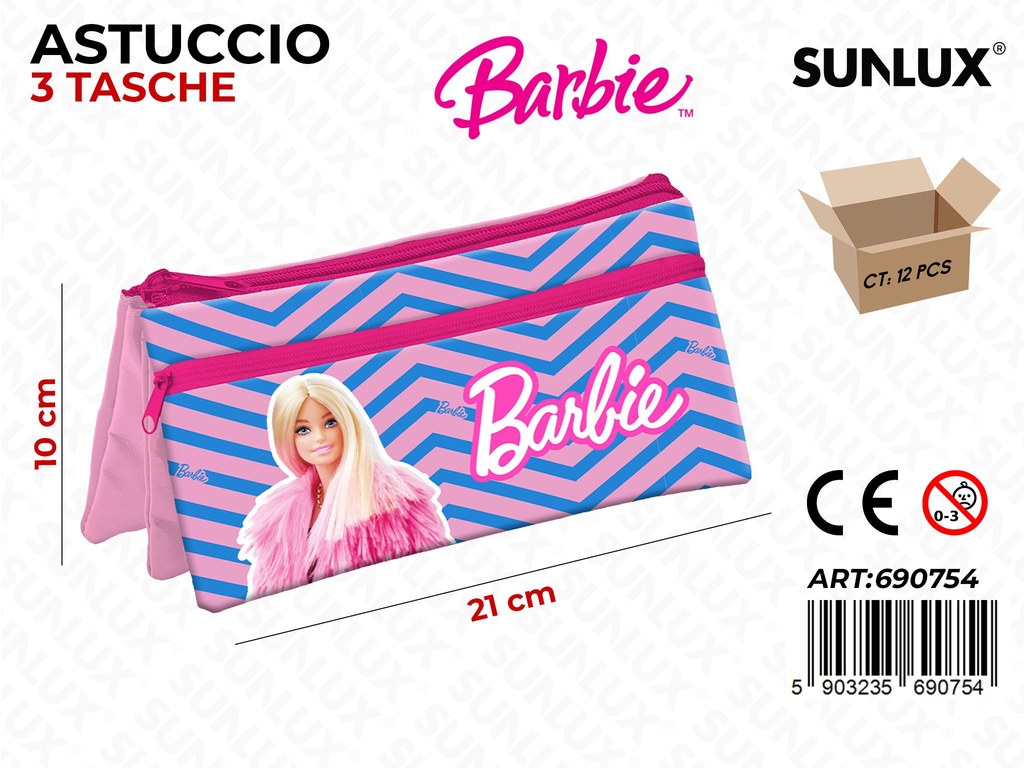 ASTUCCIO 3 TASCHE BARBIE 10*21CM