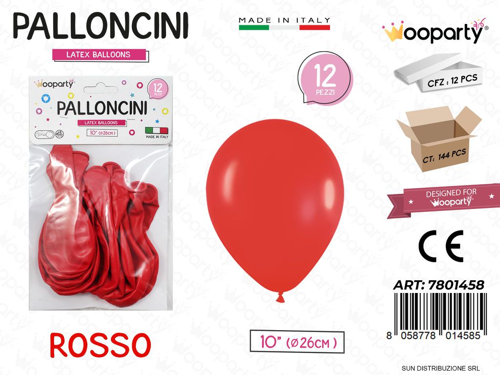 Palloncini Rosso 10 D.26CM 12PCS