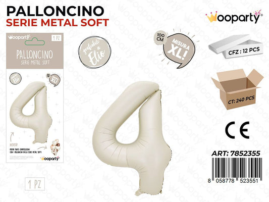 Wooparty Palloncino N.4 Metal Soft 100CM