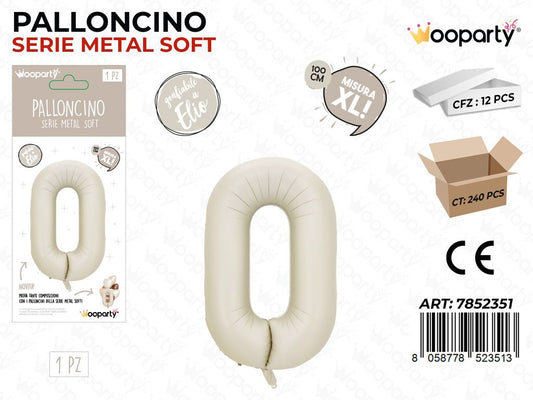 Wooparty Palloncino N.0 Metal Soft 100CM