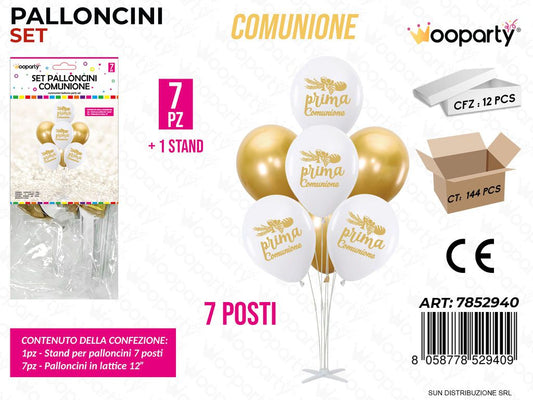 Set Palloncini c/ Stand Comunione 7PCS Ass. / Pz da 12