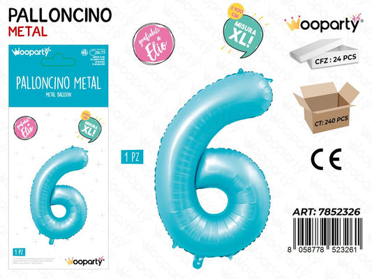 Wooparty Palloncino N.6 Azz. Opaco 100CM