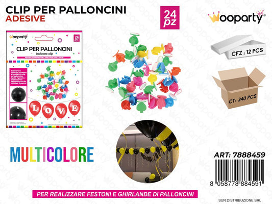 Clips per Palloncini Multicolor 24 Pcs