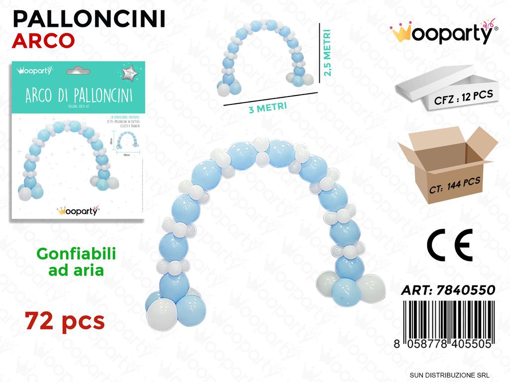 Arco di Palloncini Celesti 72 Pcs 3*2.5MT