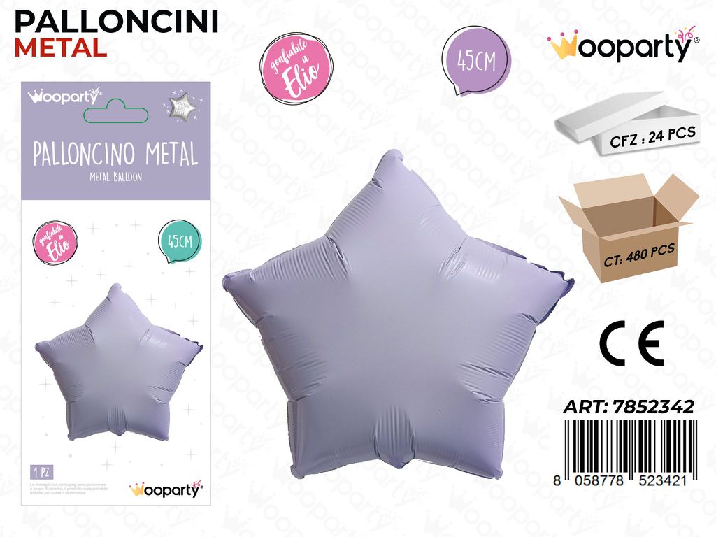 Wooparty Palloncino Metal Stella Viola 45CM