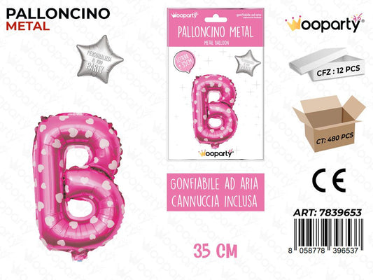 Palloncino Metal Rosa c/Cuore Let. B 35CM