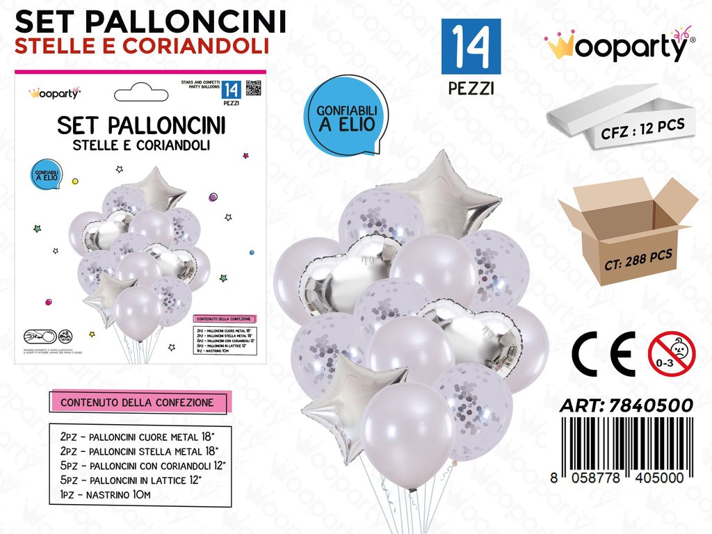 Set Palloncini Arg. Stella-cuori 14PCS