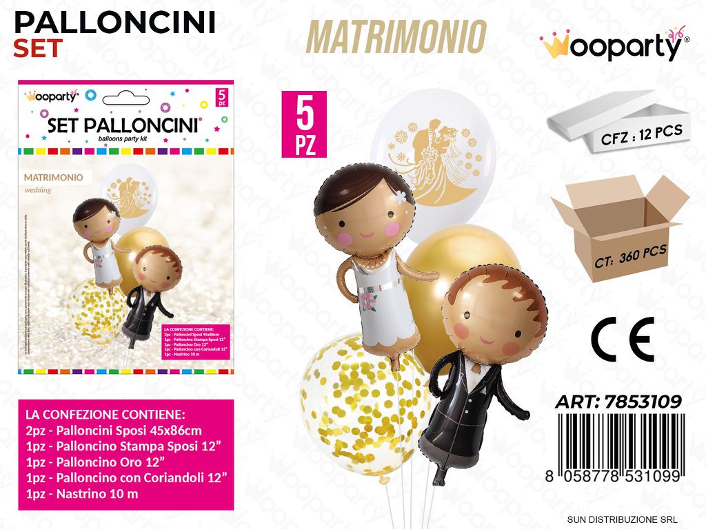 Set Palloncini Matrimonio 5PCS Ass.