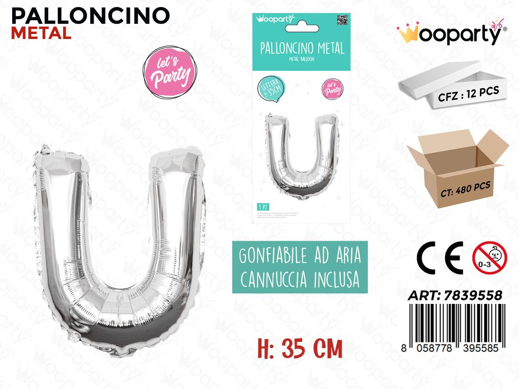 Palloncino Argento Metal 35CM L. U