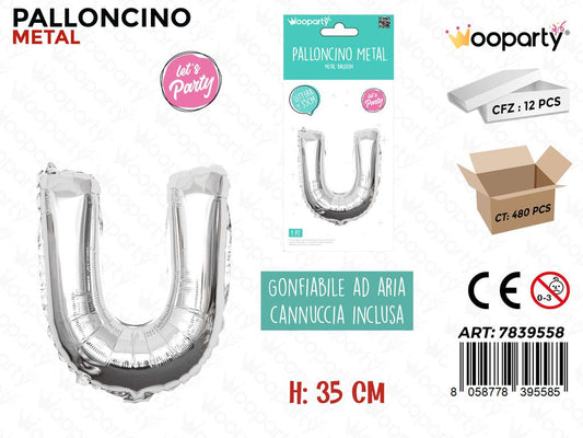 Palloncino Argento Metal 35CM L. U