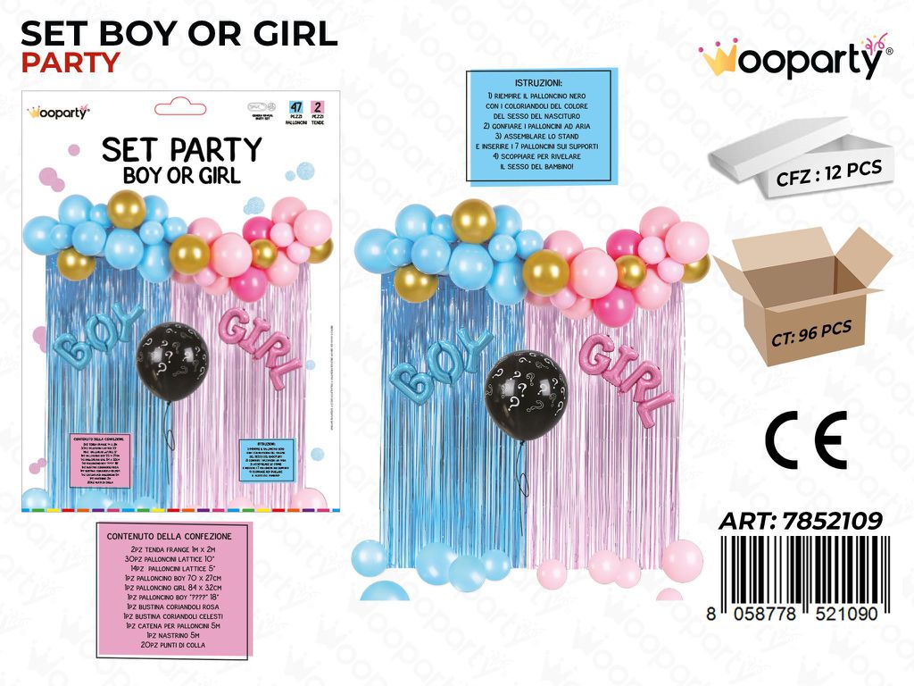Set Party Boy Or Girl 47PCS Ass. c/2TENDE