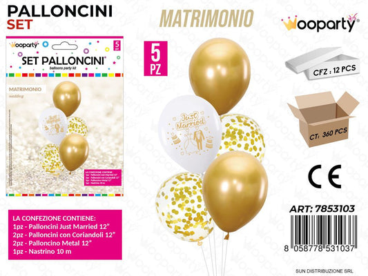Set Palloncini Matrimonio 5PCS Ass.