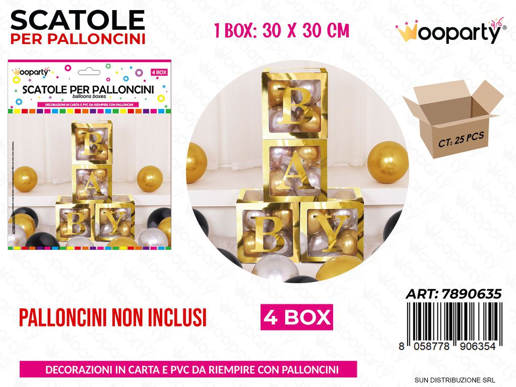 Scatole per Palloncini 4BOX Baby Oro 30*30CM