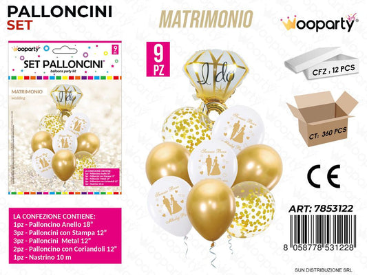Set Palloncini Matrimonio 9PCS Ass.