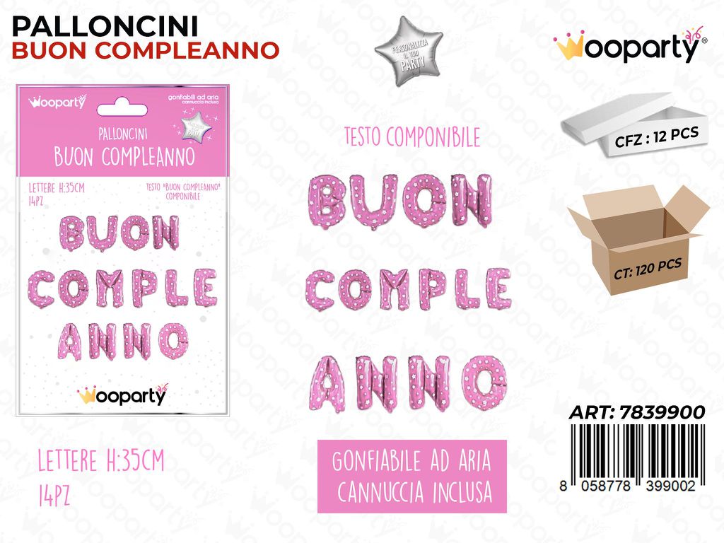Palloncini Buon Compl. Pois Rosa 35CM